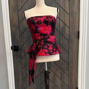 WHBM Floral Strapless Top
